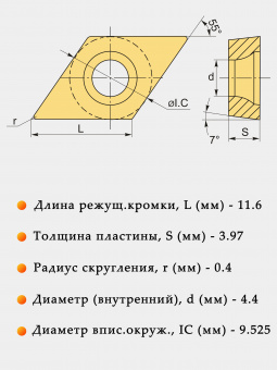Твердосплавные пластины для точения DCMT11T304 LF6018