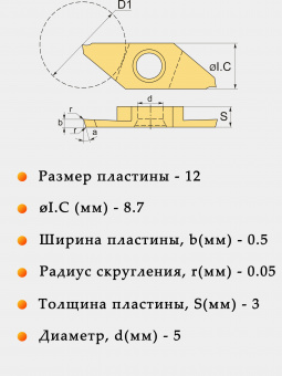 Пластины для отрезки и точения канавок TKF12R050-S-ZP15