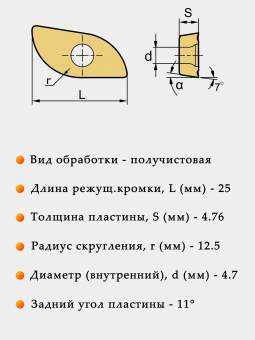 Сменные твердосплавные фрезерные пластины XPHT25R1204-GM YB205