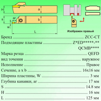 Державка отрезная QEFD1616R17