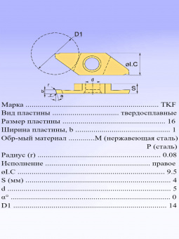 Пластины для отрезки и точения канавок TKF16R100-S PM125
