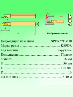 Резец канавочный KSPDR0016K10