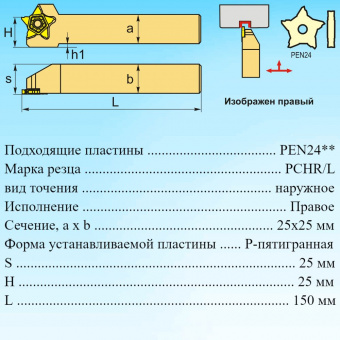 Канавочный резец PCHR2525M24