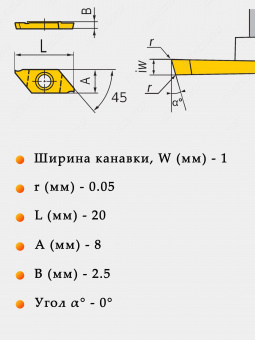 Сменные твердосплавные пластины для отрезки и точения канавок CTP10FRN-ZP15