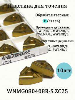 Сменные твердосплавные пластины WNMG080408R-S-ZC25