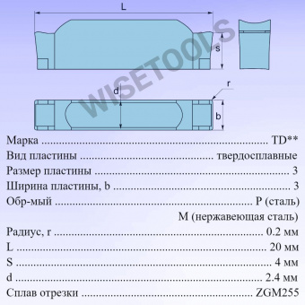 Пластины для отрезки и точения канавок ZGM255 TDC3