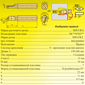 Державка расточная S12M-SDUCR07