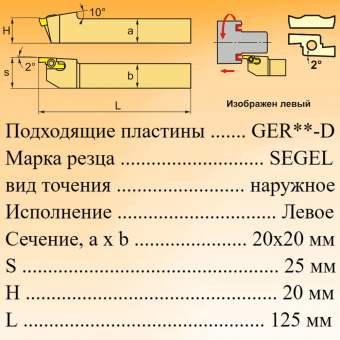 Резец канавочный SEGEL2020K-E