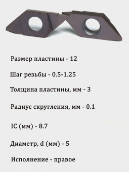 Пластина резьбовая, неполный профиль 60 град. TKFT12RA60005 PM1250
