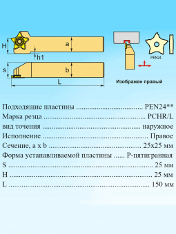 Канавочный резец PCHR2525M24