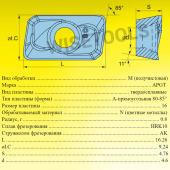Твердосплавные фрезерные пластины APGT1604PDFR-AK HRK10