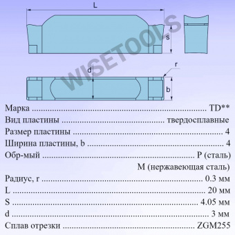 Пластины для отрезки и точения канавок ZGM255 TDC4