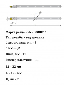 Державка резьбовая внутренняя SNR0008K11