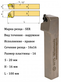 Pезьбовая державка для наружной резьбы SER1616H16